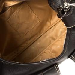 Pre Owned Longchamp Mocha Leather Buckle Pocket Hobo