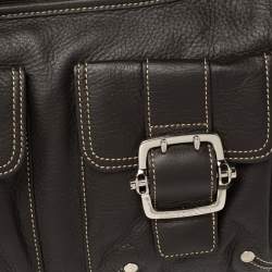 Pre Owned Longchamp Mocha Leather Buckle Pocket Hobo