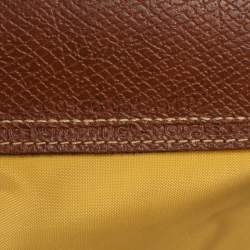 Pre Owned Longchamp Yellow Nylon and Leather Small Le Pliage Tote