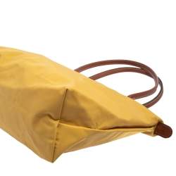 Pre Owned Longchamp Yellow Nylon and Leather Small Le Pliage Tote