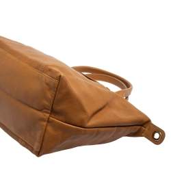 Pre Owned Longchamp Brown Leather Le Pliage Cuir Tote