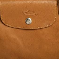 Pre Owned Longchamp Brown Leather Le Pliage Cuir Tote