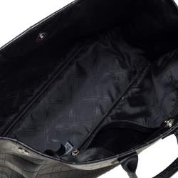 Pre Owned Longchamp Black Crocodile Embossed Leather Roseau Tote 