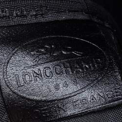 Pre Owned Longchamp Black Crocodile Embossed Leather Roseau Tote 