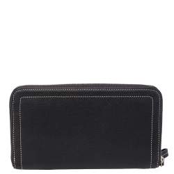 Pre Owned Longchamp Grey Leather Zip Around Wallet