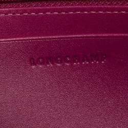 Pre Owned Longchamp Grey Leather Zip Around Wallet