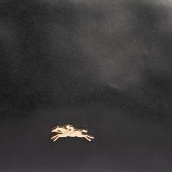 Pre Owned Longchamp Black Leather Buckle Handle Tote