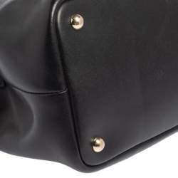 Pre Owned Longchamp Black Leather Buckle Handle Tote