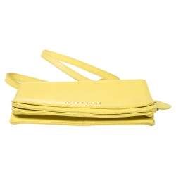 Pre Owned Longchamp Yellow Leather Flap Crossbody Bag