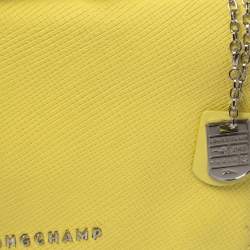 Pre Owned Longchamp Yellow Leather Flap Crossbody Bag