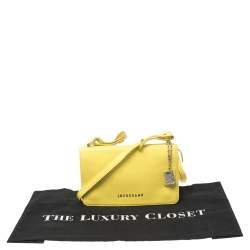 Pre Owned Longchamp Yellow Leather Flap Crossbody Bag