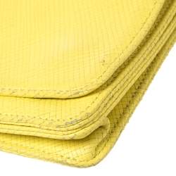 Pre Owned Longchamp Yellow Leather Flap Crossbody Bag