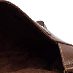 Pre Owned Longchamp Brown Leather Buckle Flap Sling Hobo