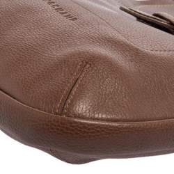 Pre Owned Longchamp Brown Leather Buckle Flap Sling Hobo