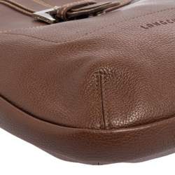Pre Owned Longchamp Brown Leather Buckle Flap Sling Hobo