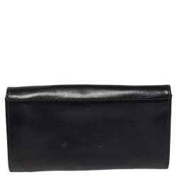 Longchamp Black Glossy Leather Roseau Continental Wallet