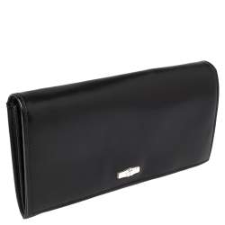 Longchamp Black Glossy Leather Roseau Continental Wallet