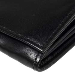 Longchamp Black Glossy Leather Roseau Continental Wallet