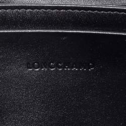 Longchamp Black Glossy Leather Roseau Continental Wallet