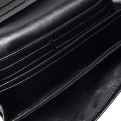 Longchamp Black Glossy Leather Roseau Continental Wallet