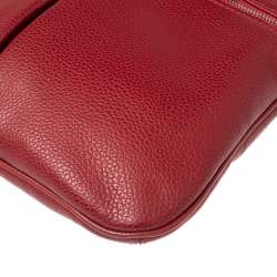 Longchamp Red Leather Messenger Bag