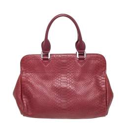 Longchamp Burgundy Python Embossed Leather Gatsby Tote