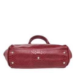 Longchamp Burgundy Python Embossed Leather Gatsby Tote
