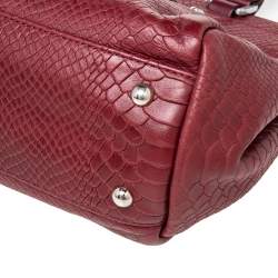 Longchamp Burgundy Python Embossed Leather Gatsby Tote