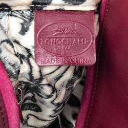 Longchamp Burgundy Python Embossed Leather Gatsby Tote