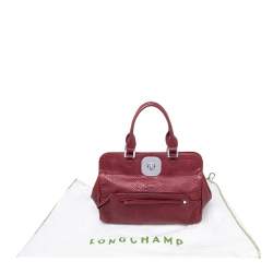 Longchamp Burgundy Python Embossed Leather Gatsby Tote