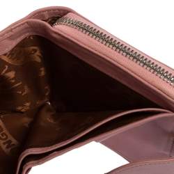 Pre Owned Longchamp Pink Leather Le Pliage Compact Wallet