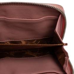 Pre Owned Longchamp Pink Leather Le Pliage Compact Wallet