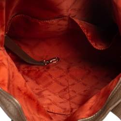 Pre Owned Longchamp Brown Grained Leather Convertible Tote