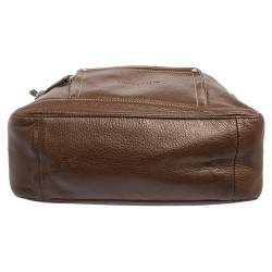 Pre Owned Longchamp Brown Grained Leather Convertible Tote