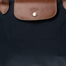 Longchamp Navy Blue Nylon and Leather Le Pliage Tote