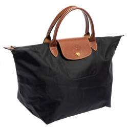 Longchamp Black Nylon and Leather Le Pliage Tote