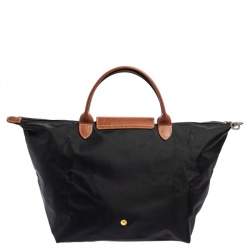 Longchamp Black Nylon and Leather Le Pliage Tote