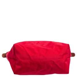 Pre Owned Longchamp Red Nylon and Leather Le Pliage Tote