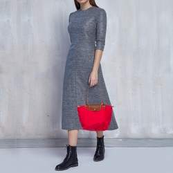 Pre Owned Longchamp Red Nylon and Leather Le Pliage Tote