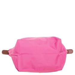 Longchamp Pink/Brown Nylon and Leather Le Pliage Tote