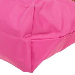 Longchamp Pink/Brown Nylon and Leather Le Pliage Tote