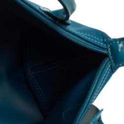 Longchamp Teal Blue Leather and Nylon Min Le Pliage Tres Tote