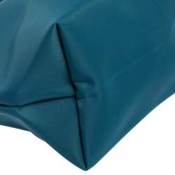 Longchamp Teal Blue Leather and Nylon Min Le Pliage Tres Tote