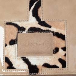 Longchamp Beige Patent Leather, Suede and Calfhair Flap Chain Shoulder Bag