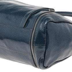 Pre Owned Longchamp Blue Patent Leather Tote