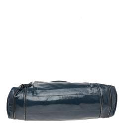 Pre Owned Longchamp Blue Patent Leather Tote