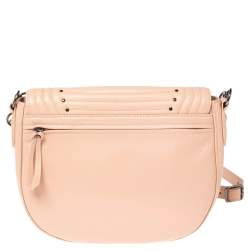 Longchamp Pink Leather Studded Flap Crossbody Bag