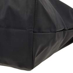 Pre Owned Longchamp Black/Brown Nylon And Leather Small Short Le Pliage Tote