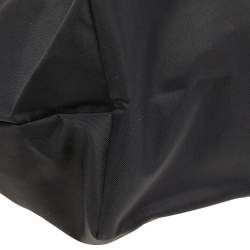 Pre Owned Longchamp Black/Brown Nylon And Leather Small Short Le Pliage Tote
