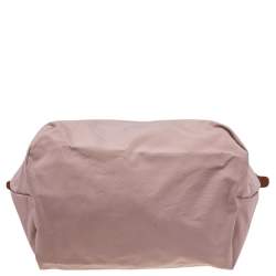 Longchamp Pink/Brown Nylon And Leather Le Pilage Tote